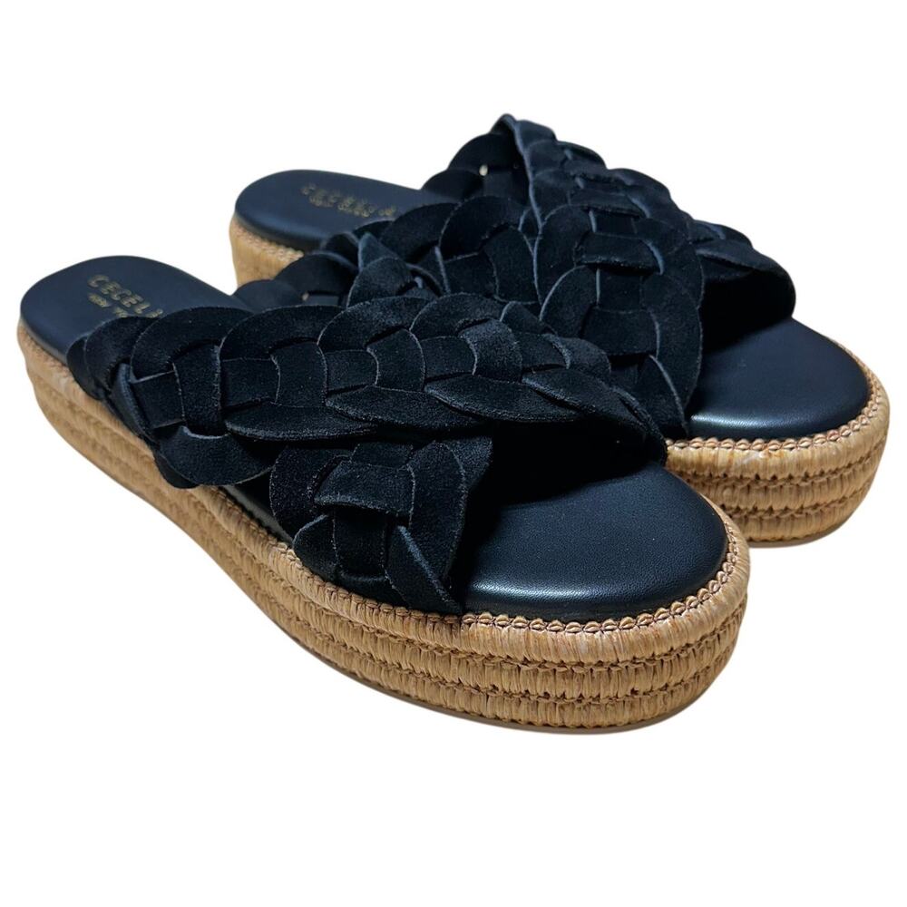 Cecelia New York Leather Suede Sandals Grace Black Women's Size 8M New In Box